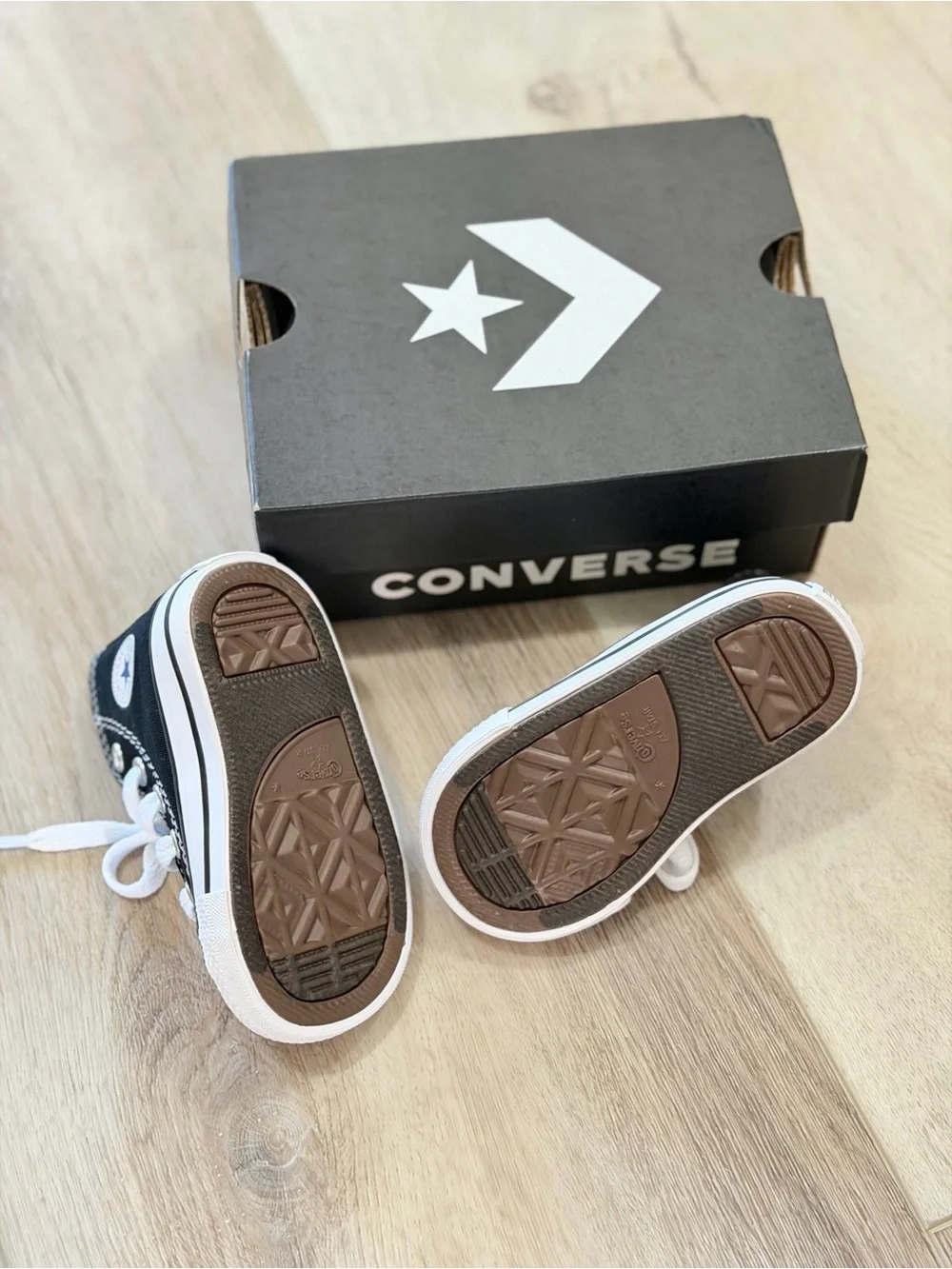 Converse Kids Black High Top Sneakers with White Trim